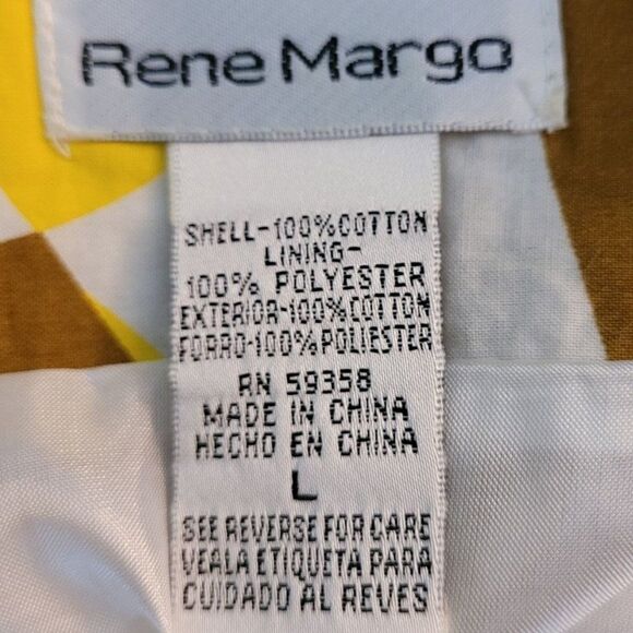 Vtg 80's Retro 70's Mod Geometric Print A-line Full Midi Skirt Brown Yellow Sz L - Picture 4 of 9